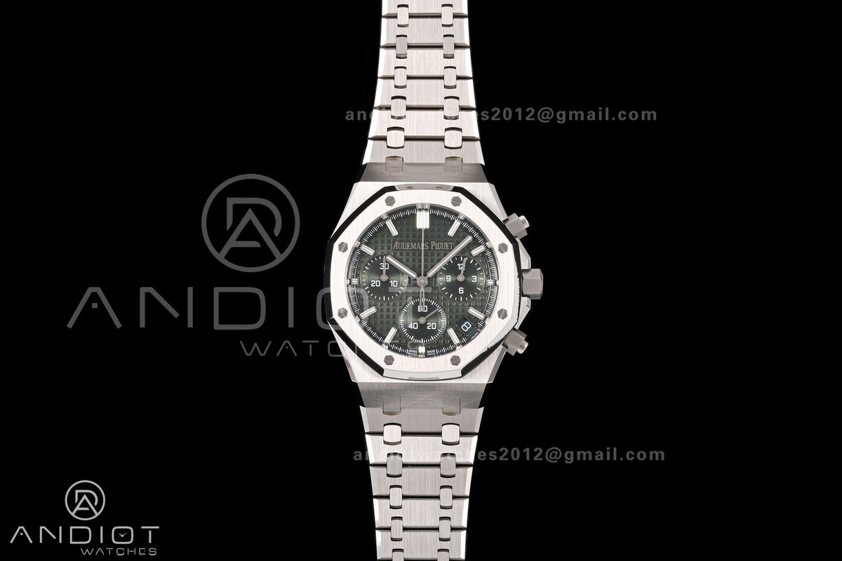 Royal Oak Chrono 26240 SS OCTA 1:1 Best Edition Green Dial on SS Bracelet JH4401 Super Clone (Free Sprung)